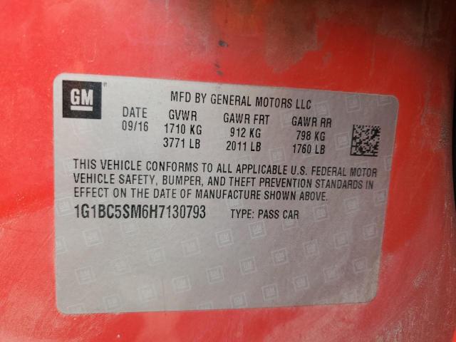 2017 CHEVROLET CRUZE LS 1G1BC5SM6H7130793