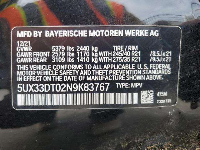 2022 BMW X4 XDRIVE3 5UX33DT02N9K83767