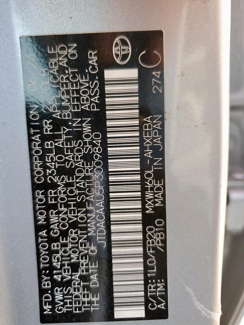 2023 TOYOTA PRIUS LE JTDACAAU5P3009840