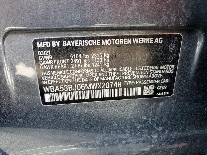 2021 BMW 540 I WBA53BJ06MWX20748