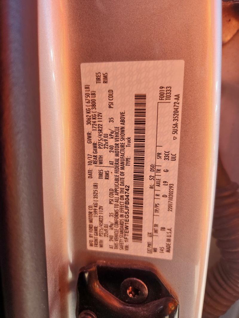 2018 FORD F150 SUPER - 1FTEW1EG5JFB04742