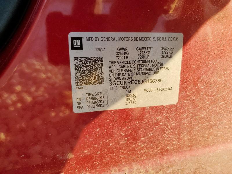 2018 CHEVROLET SILVERADO 3GCUKREC6JG156785