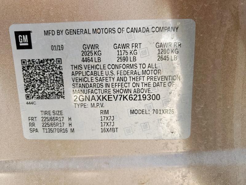 2019 CHEVROLET EQUINOX LT #3284211547