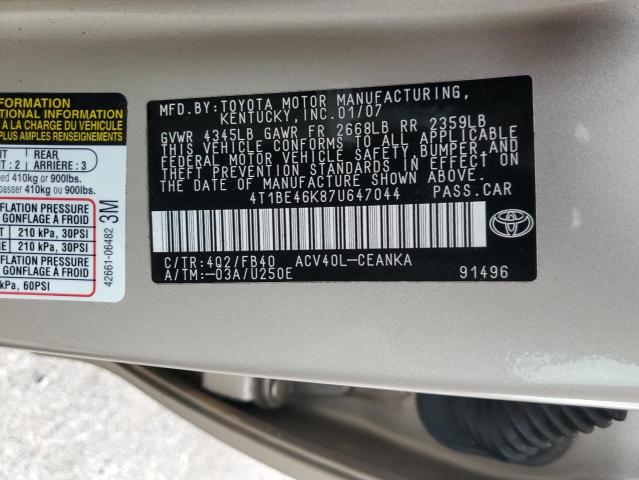 2007 TOYOTA CAMRY CE #3294226275