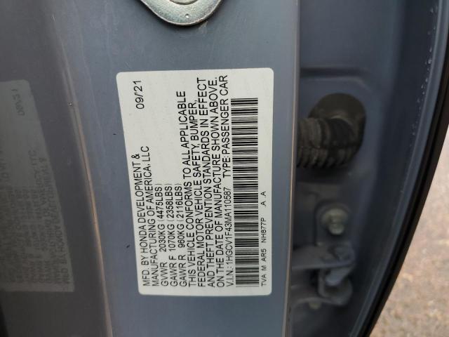 2021 HONDA ACCORD SPORT SE 1HGCV1F43MA110587