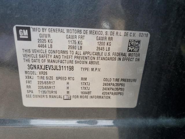 2018 CHEVROLET EQUINOX LT 3GNAXJEV3JL311198