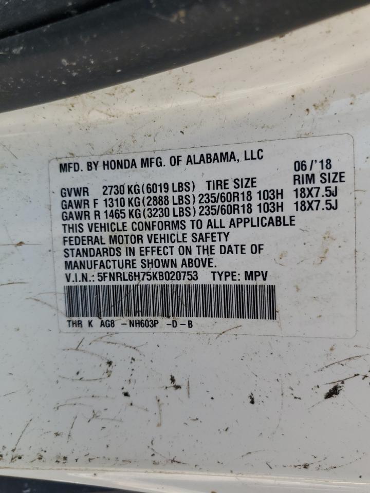 Lot #3284794526 2019 HONDA ODYSSEY EXL