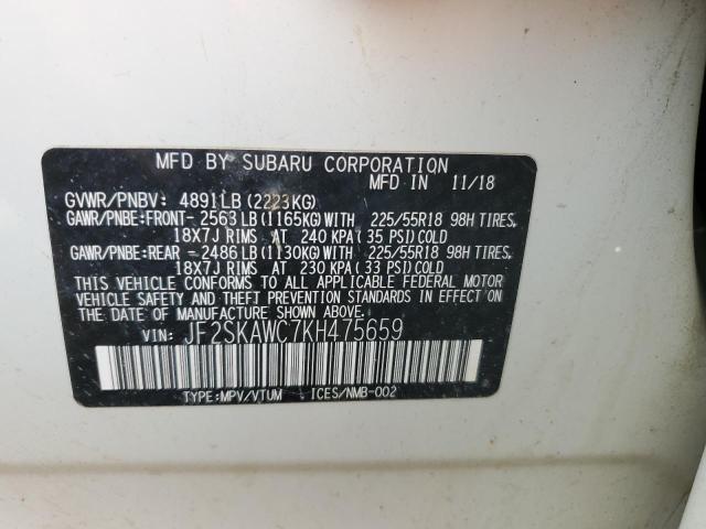 2019 SUBARU FORESTER T JF2SKAWC7KH475659