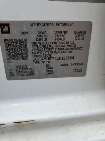2020 CHEVROLET SILVERADO 1GC4YUEY4LF126864