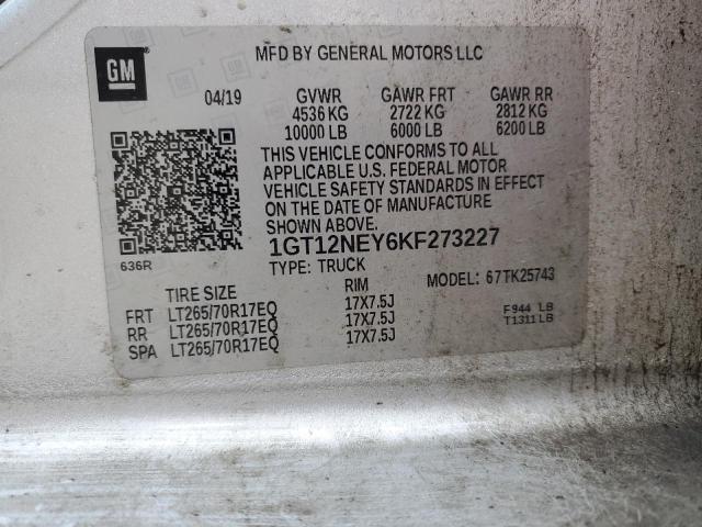 2019 GMC SIERRA K25 - 1GT12NEY6KF273227