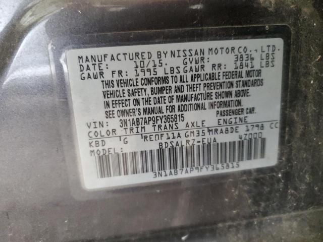 2015 NISSAN SENTRA S 3N1AB7AP9FY365815