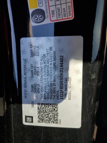 2019 CHEVROLET CAMARO LS 1G1FB1RS0K0144402