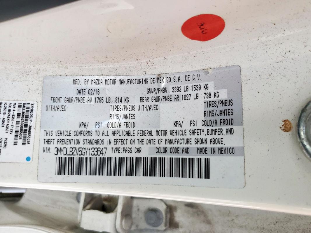 2016 TOYOTA SCION IA 3MYDLBZV5GY133647