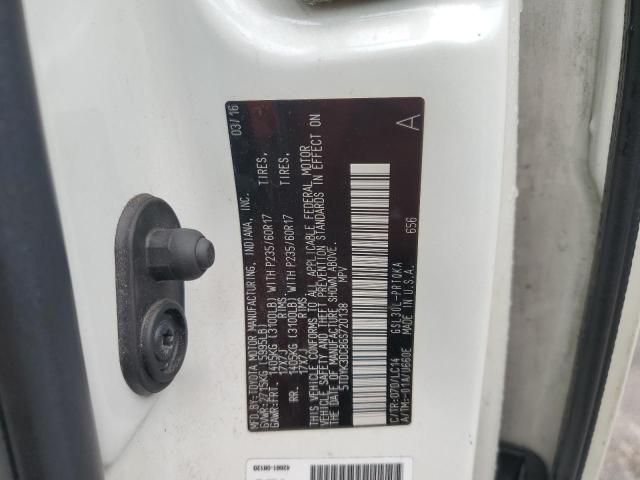 2016 TOYOTA SIENNA XLE 5TDYK3DC8GS720138