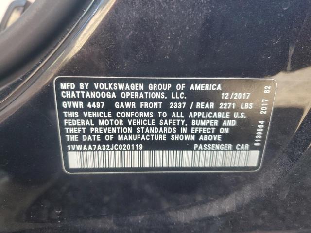 2018 VOLKSWAGEN PASSAT S 1VWAA7A32JC020119