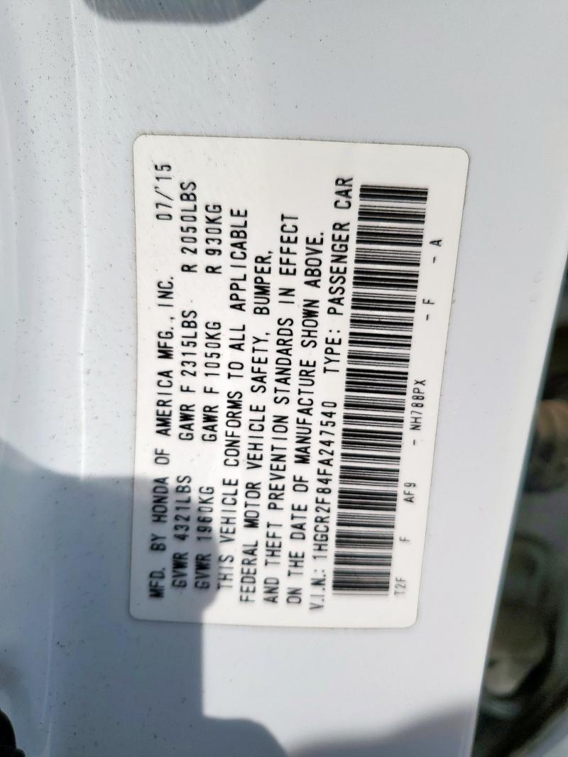 2015 HONDA ACCORD EXL 1HGCR2F84FA247540