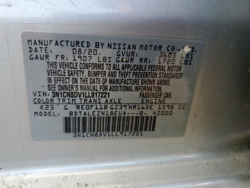 2020 NISSAN VERSA S - 3N1CN8DV1LL917221