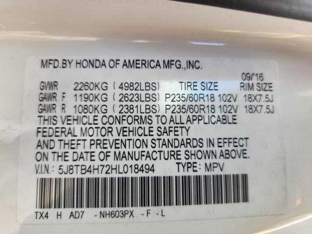 2017 ACURA RDX ADVANC - 5J8TB4H72HL018494