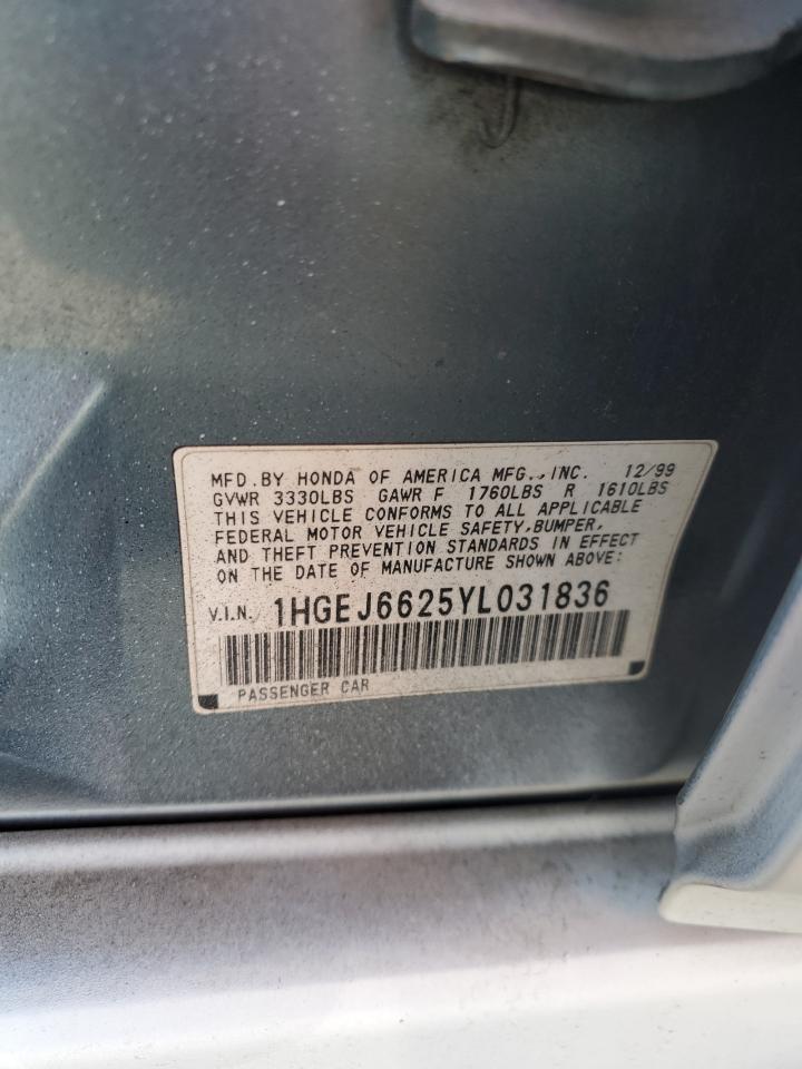 Lot #3268839252 2000 HONDA CIVIC DX