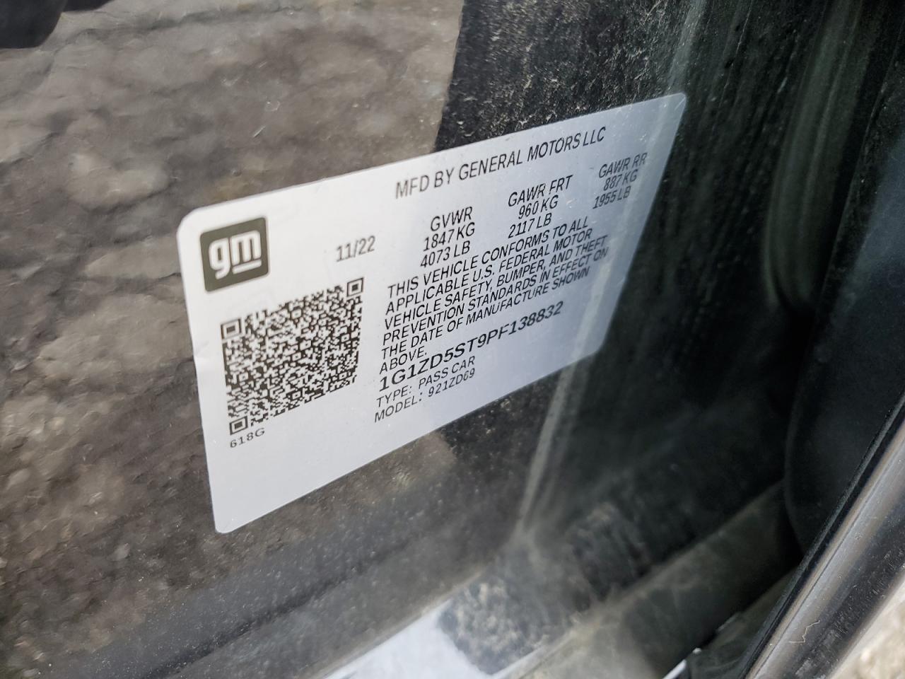 1G1ZD5ST9PF138832 CHEVROLET MALIBU 2023