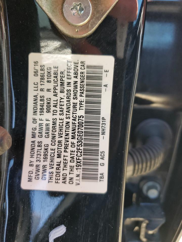 19XFC2F53GE070075 HONDA CIVIC 2016