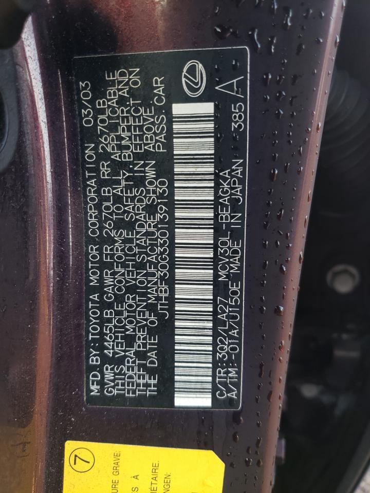 JTHBF30G330139130 2003 Lexus Es 300