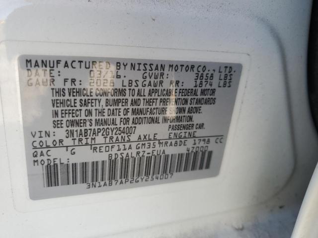 3N1AB7AP2GY254007 NISSAN SENTRA 2016