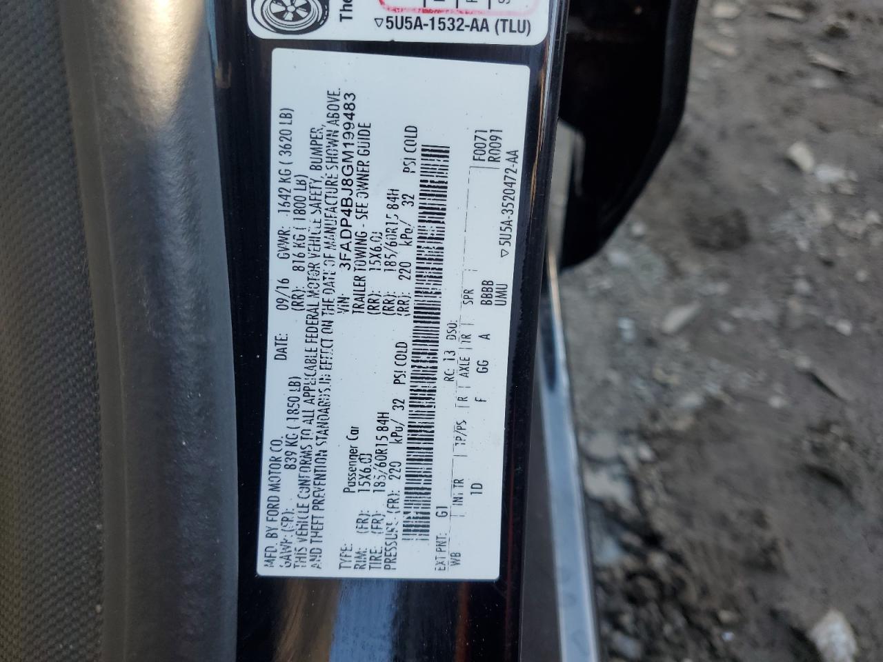 3FADP4BJ8GM199483 FORD FIESTA 2016
