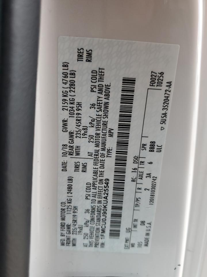 1FMCU0J90KUA25549 FORD ESCAPE 2019