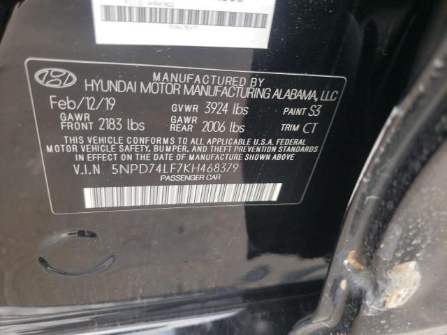 5NPD74LF7KH468379 | 2019 HYUNDAI ELANTRA SE