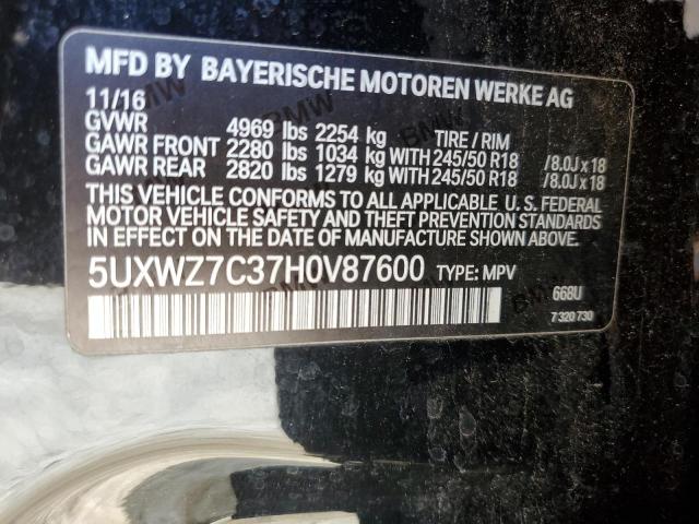 5UXWZ7C37H0V87600 BMW X3 Sdrive28i
