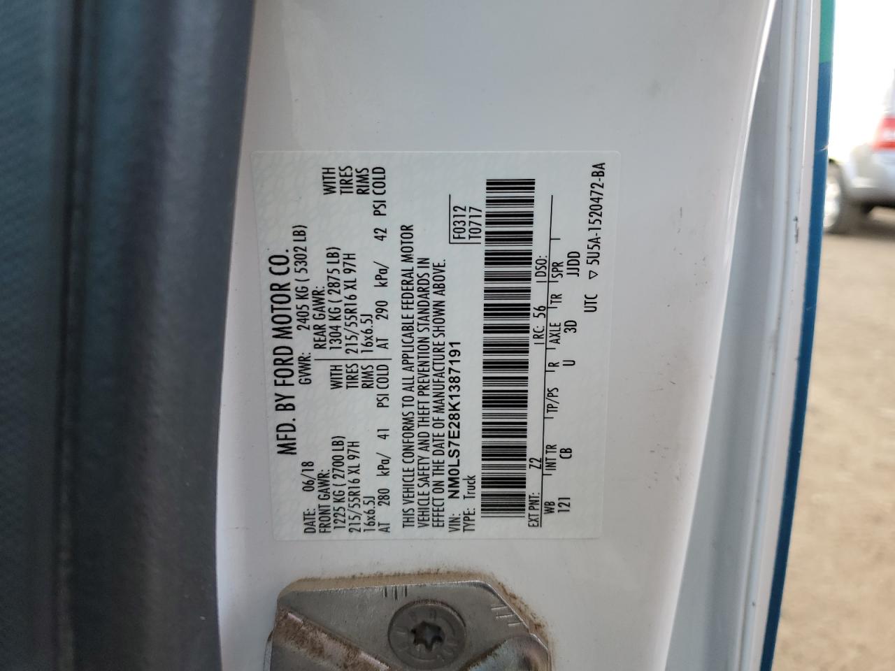 NM0LS7E28K1387191 FORD TRANSIT 2019