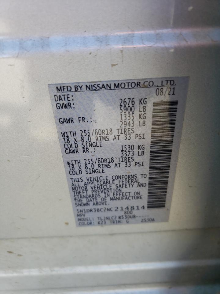 5N1DR3BC2NC214814 NISSAN PATHFINDER 2022