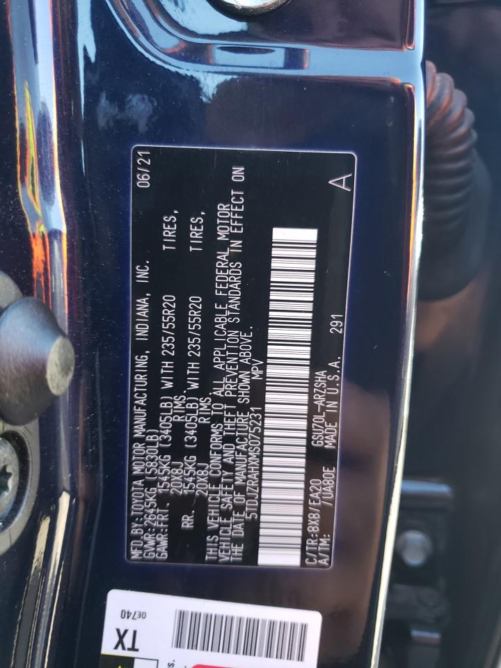 5TDJZRAHXMS075231 TOYOTA HIGHLANDER 2021
