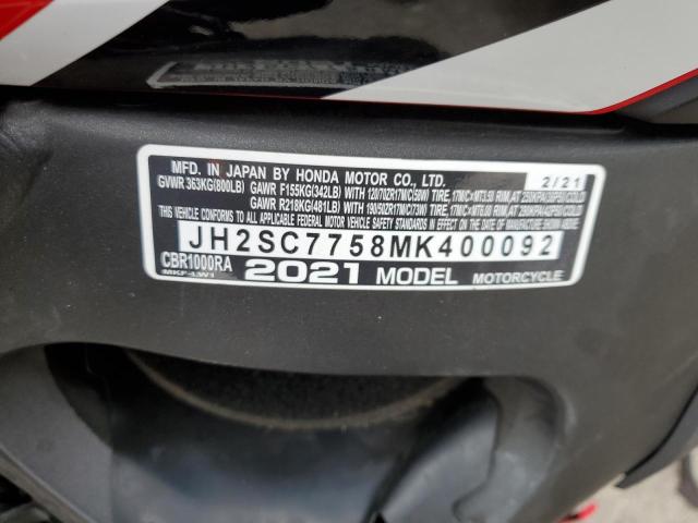 2021 HONDA CBR1000 RA JH2SC7758MK400092