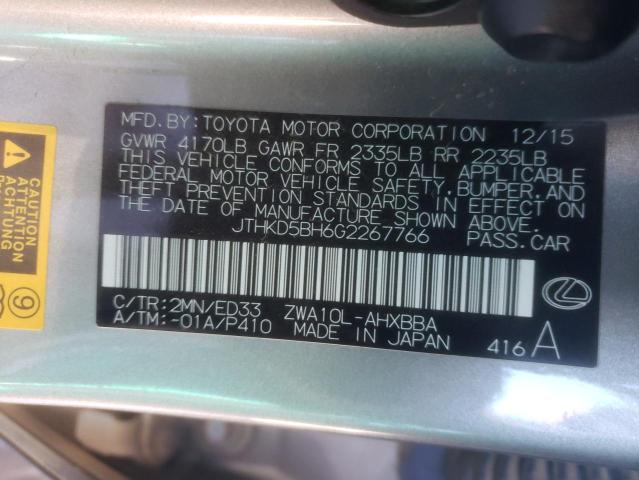 2016 LEXUS CT 200 - JTHKD5BH6G2267766