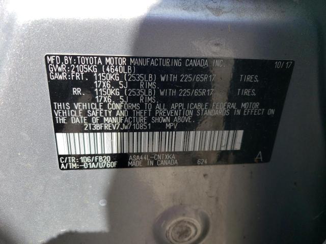2T3BFREV7JW710851 Toyota RAV4 LE