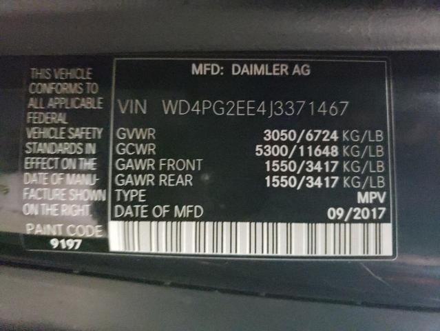 WD4PG2EE4J3371467 | 2018 MERCEDES-BENZ METRIS