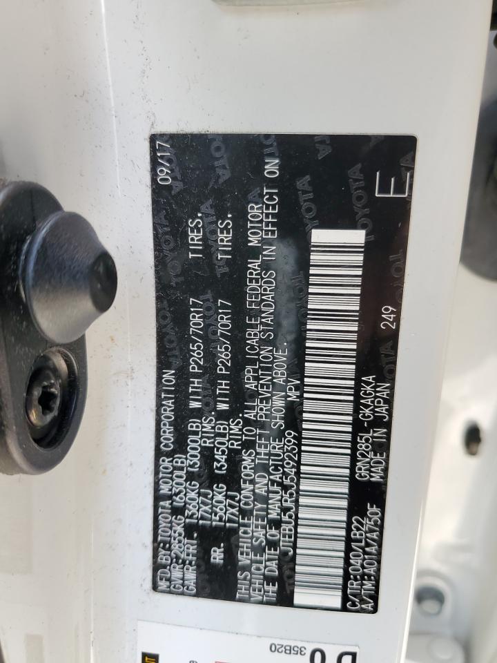 JTEBU5JR5J5492399 TOYOTA 4RUNNER 2018