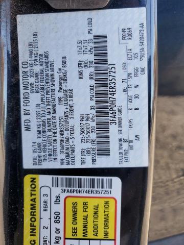 3FA6P0H74ER357251 | 2014 FORD FUSION SE