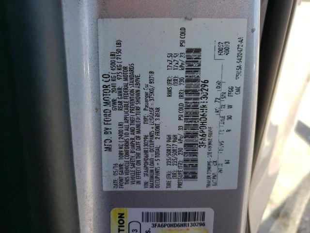 3FA6P0HD6HR130296 Ford FUSION SE