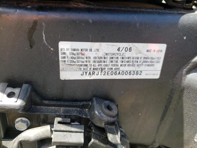2006 YAMAHA YZFR6 L JYARJ12E06A006382