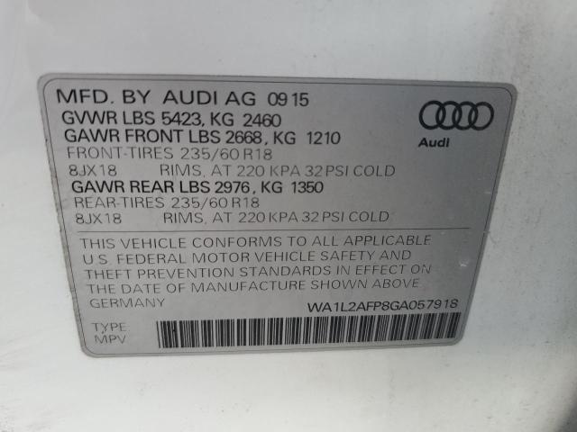 2016 AUDI Q5 WA1L2AFP8GA057918