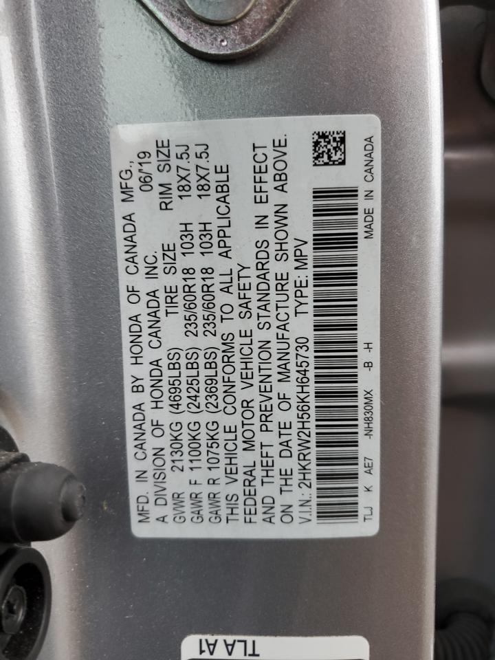 2HKRW2H56KH645730 HONDA CRV 2019