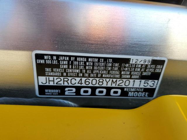 2000 HONDA VFR800 F1 JH2RC4608YM201153