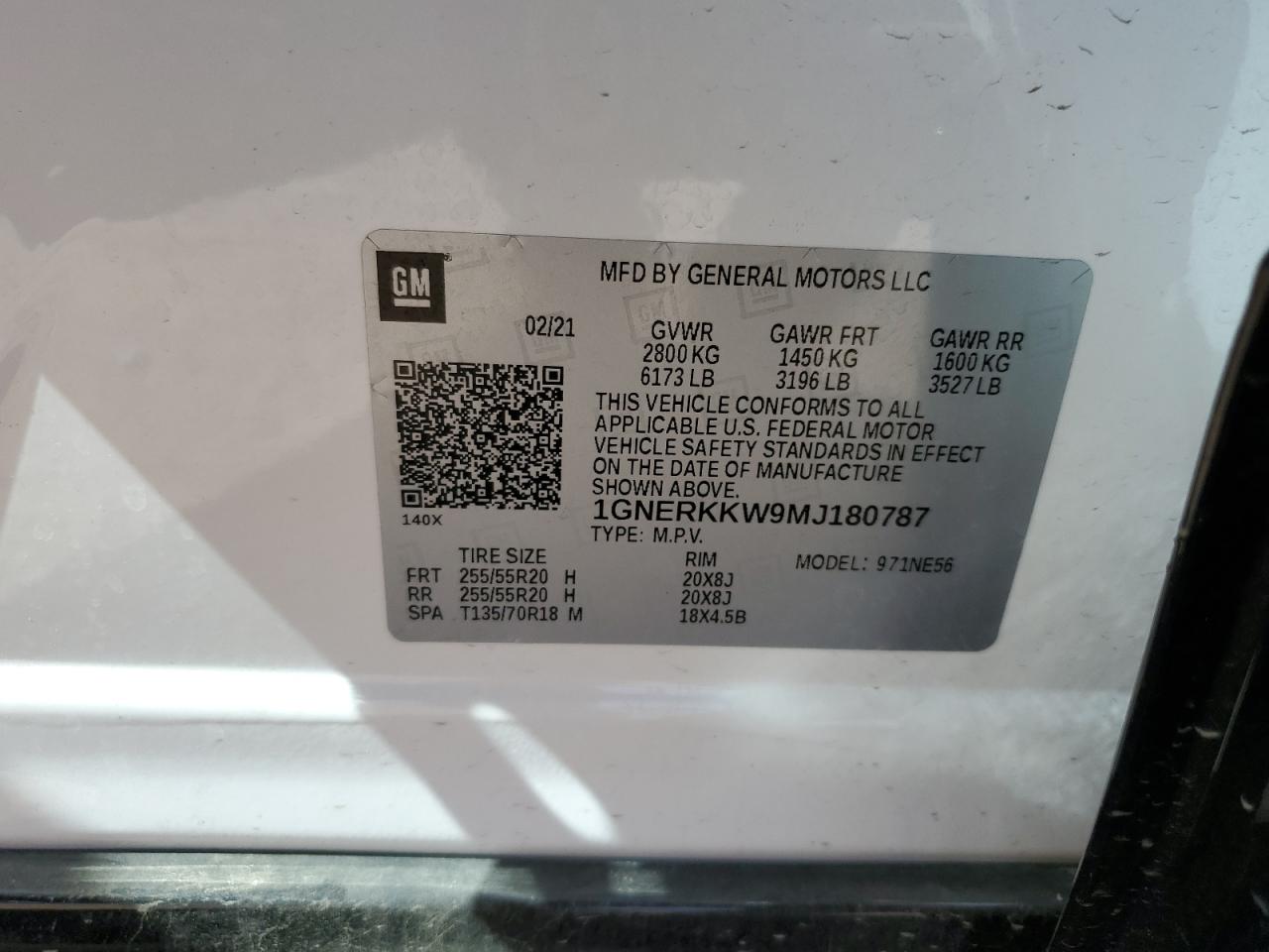 1GNERKKW9MJ180787 CHEVROLET TRAVERSE 2021
