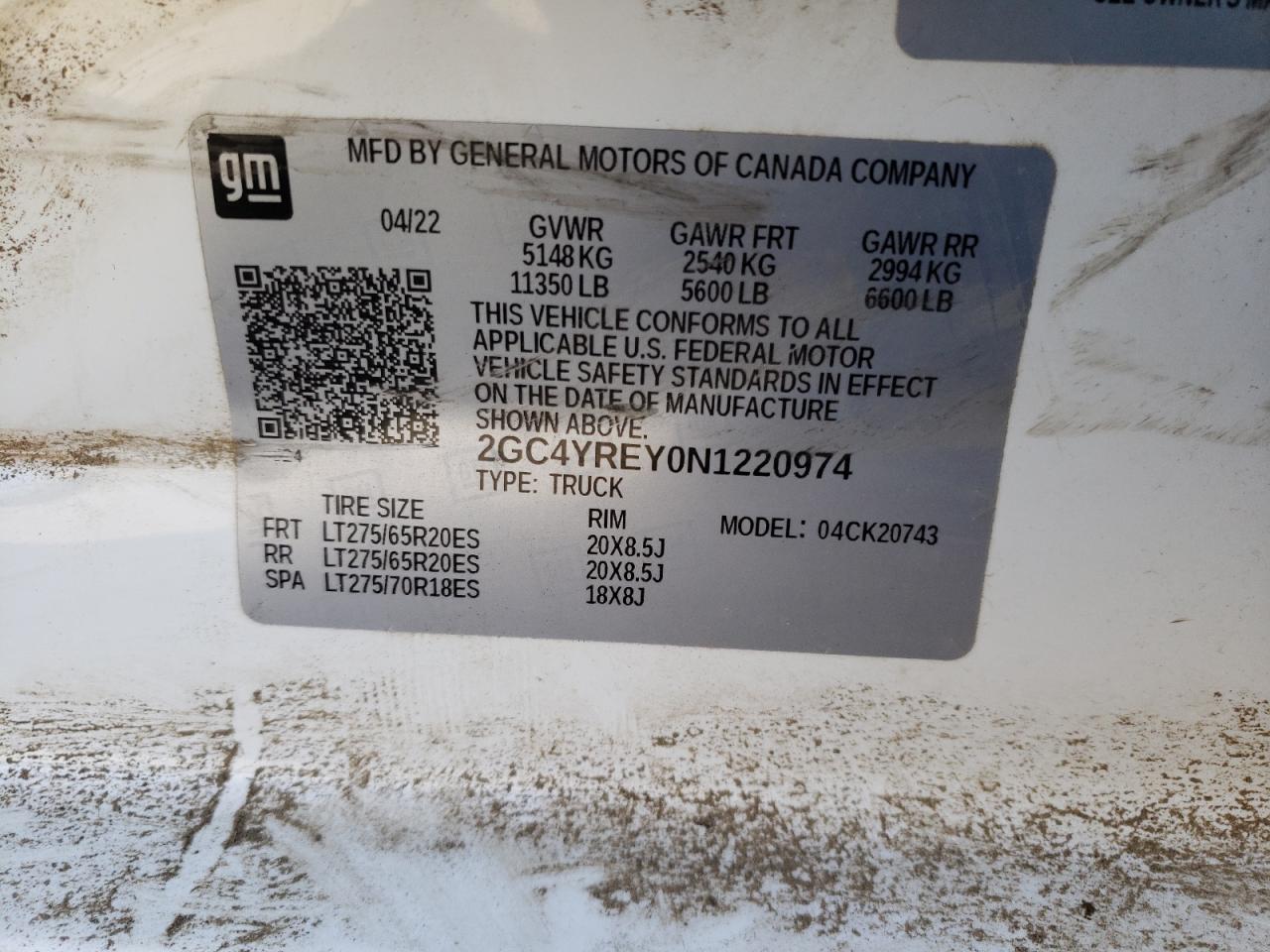 2GC4YREY0N1220974 CHEVROLET ALL Models 2022