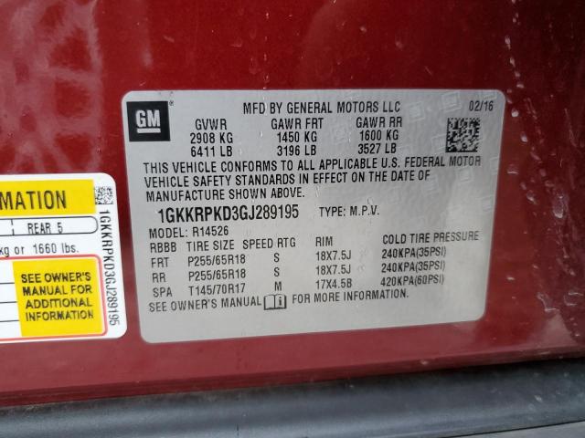 2016 GMC ACADIA SLE - 1GKKRPKD3GJ289195