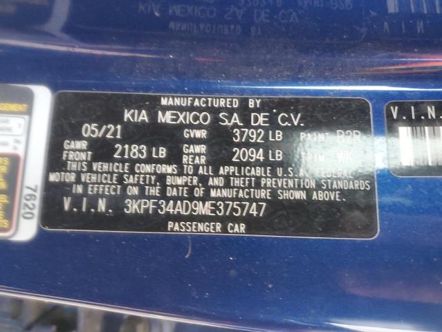3KPF34AD9ME375747 KIA Forte Gt Line