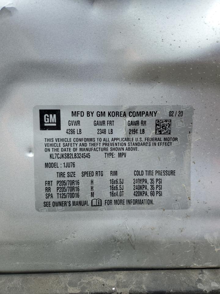 KL7CJKSB2LB324545 CHEVROLET TRAX 2020